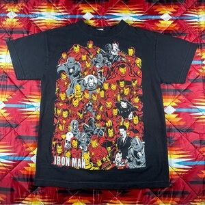 Mad Engine Multi Iron Man Shirt Mens Small Black Marvel Comics Tony Stark Y2K